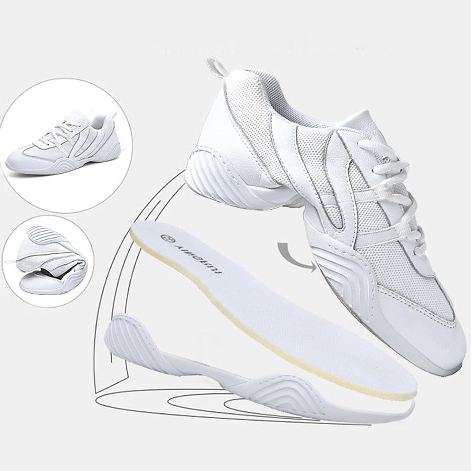 WUIWUIYU Boys Girls White Cheer Shoes Lace Up School Cheerleading Competition Dance Sports Sneakers Shoe