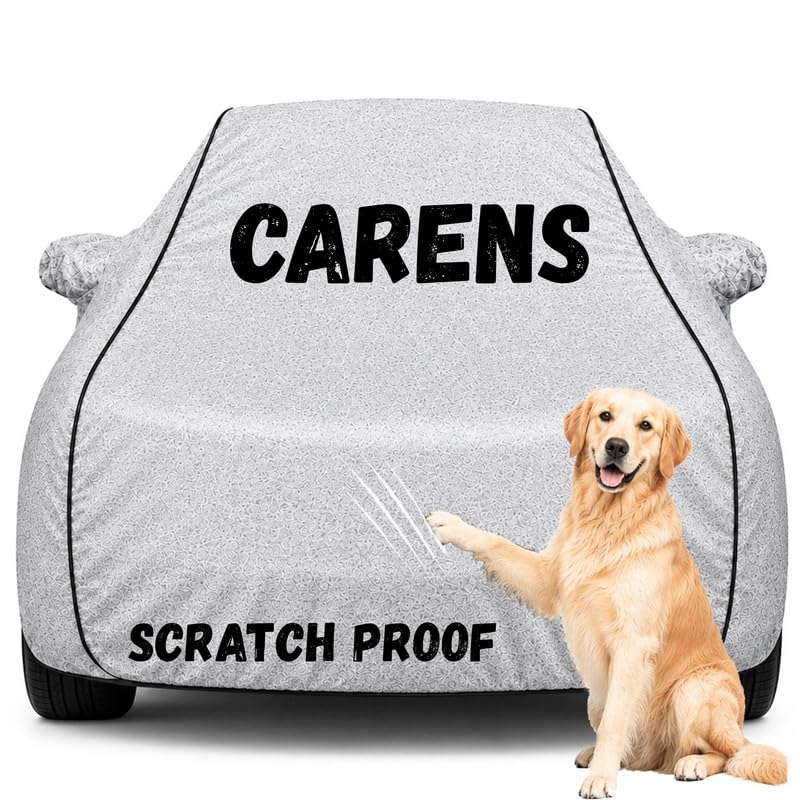 Image of Pure Fabric Silver 100% Waterproof Carens Car Cover | Polyester Car Body Cover for Rain & Sun | UV Protection, Dustproof, Scratch Resistant, Windproof, Heat Resistant, Custom Fit