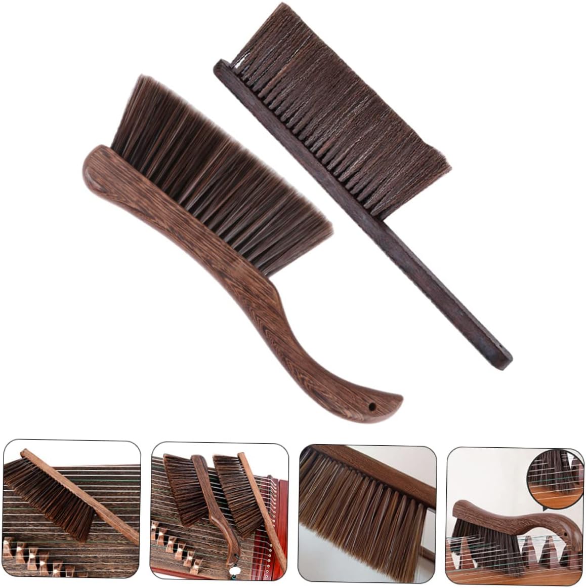 FRCOLOR 2Pcs Guzheng Cleaning Brush Durable Soft Bristle Instrument Cleaner for Guzheng Dulcimer Musical Instruments Compact Design for Easy Storage Dust Removal
