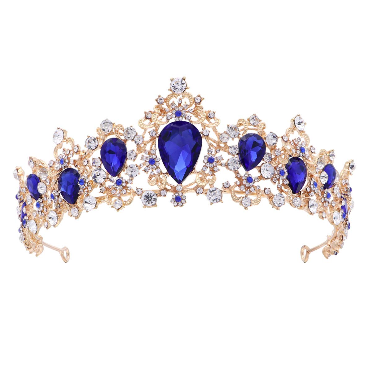 Lurrose Pedrería Barroca Bride Royal Crystal Tiara Elegante Reina Boda Princesa Crystal Tiara Accesorios para el cabello Joyas de la para la novia Dama de honor Gótico