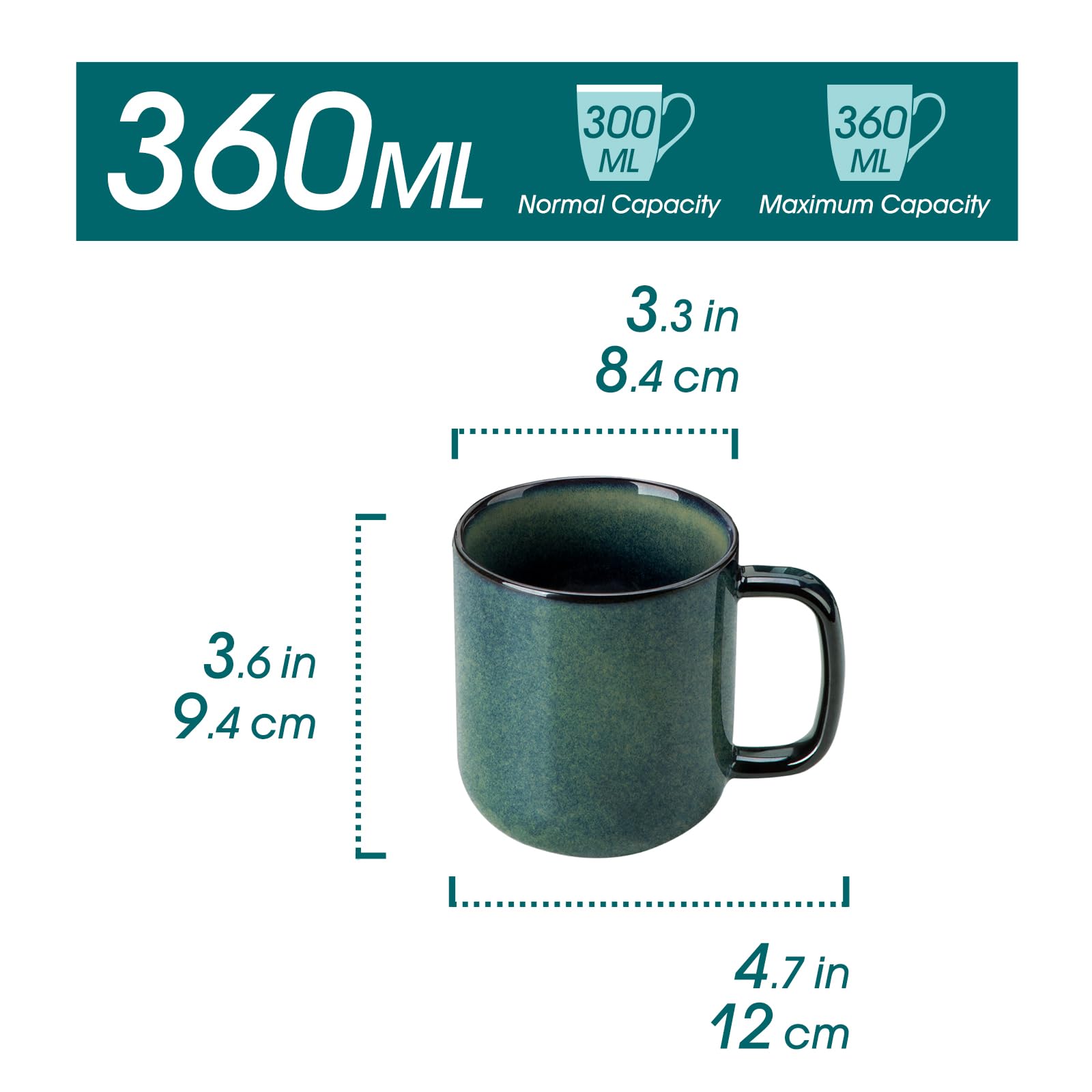Geschirrset 6 Personen modern, vancasso STARRY 24-teiliges Steingut Geschirr Set+Steingut Kaffeetassen Set 6er, 360ML Tassen Set mit Henkel