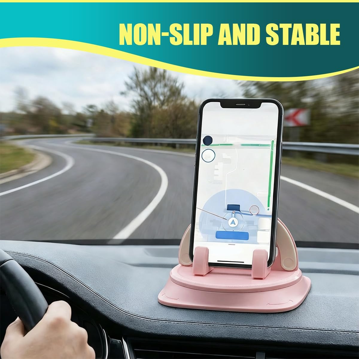 360° Rotating Car Phone Holder Mount, Non-Slip Suction Cup Auto Dashboard Cellphone Stand with Adjustable Spring, Universal Vehicle Interior Phone Holder for All Smartphones (Pink) image 5