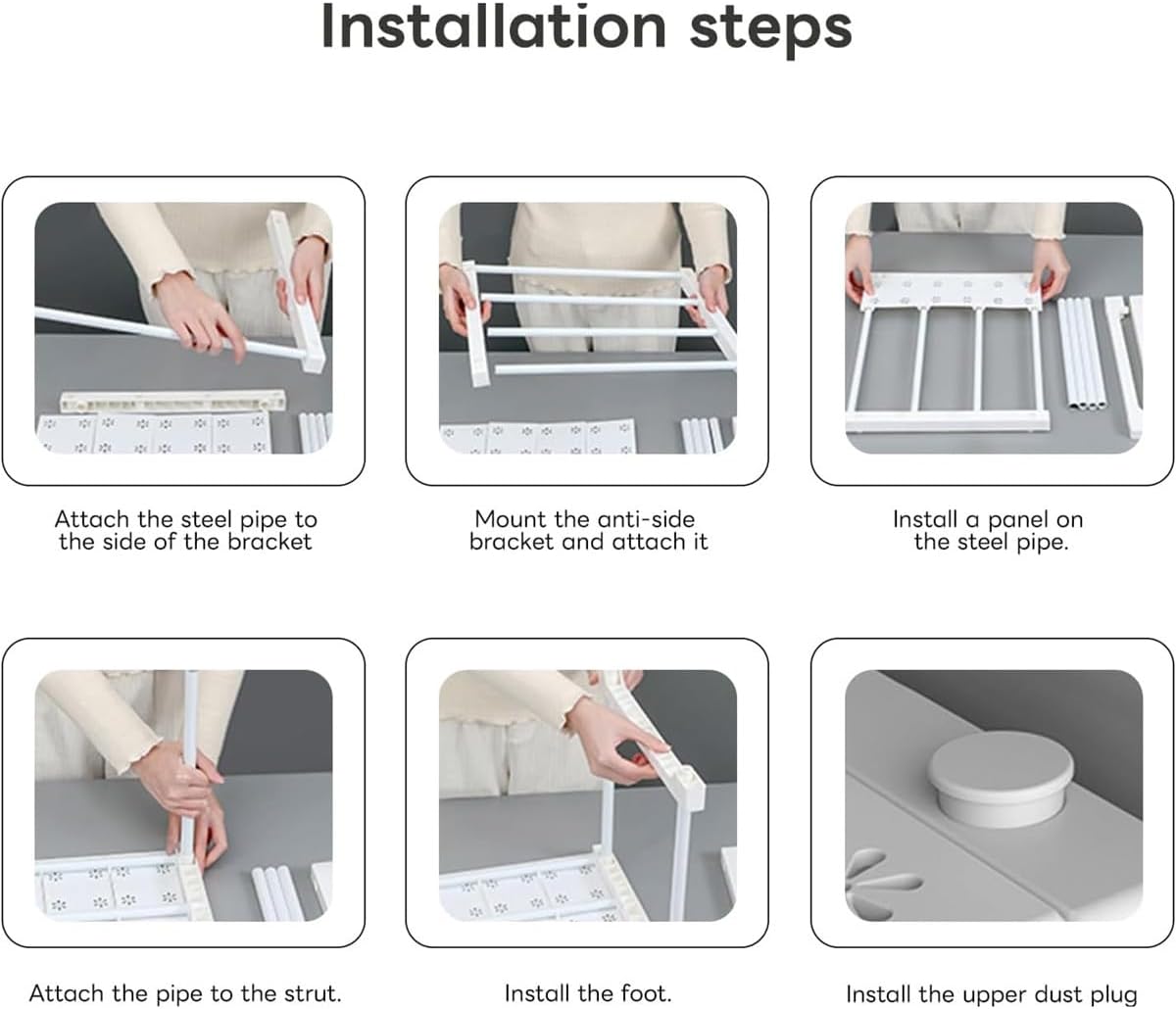 Stackable Closet Shelves Expandable Adjustable Wardrobe Divider Stand, Multi-Functional Stackable Pantry Counter Storage(L48-56cm*W35-45cm*H19-27cm)