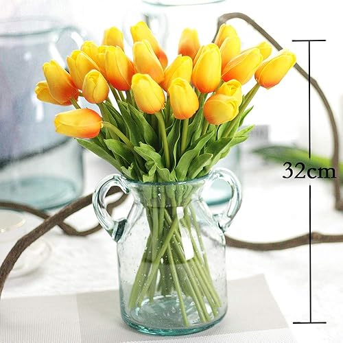 Miniatura 6 de 30 tulipanes artificiales, flores de tacto real, tulipanes naranjas falsos Holanda, ramo de tulipanes de poliuretano, flores de látex para boda,