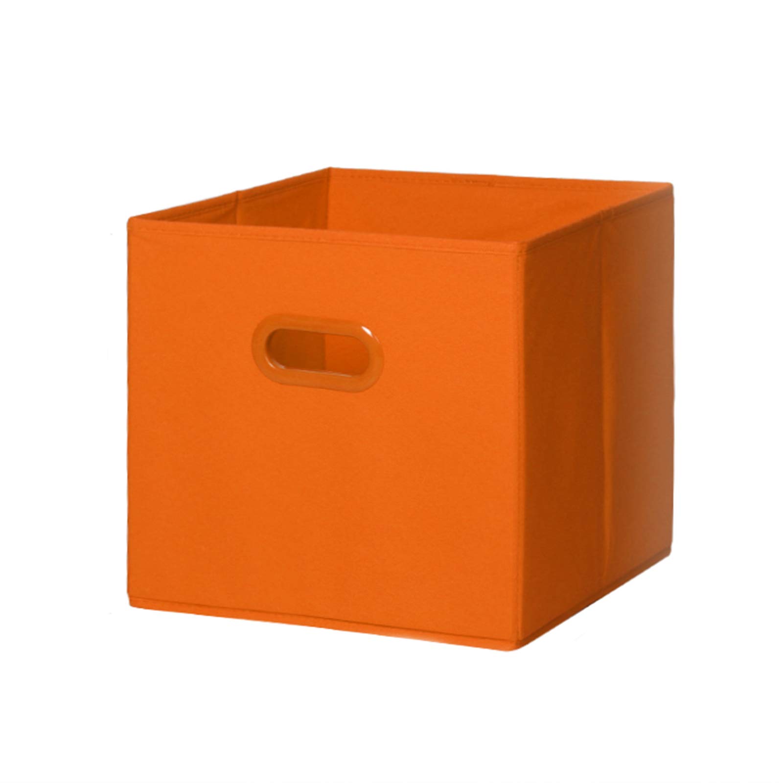 AINH Solid Color Space Saving Storage Bin,Portable Stackable Storage Basket With Handle For Clothing Toys,Not-woven Foldable Storage Box-Orange 33x33x32cm(without lid)