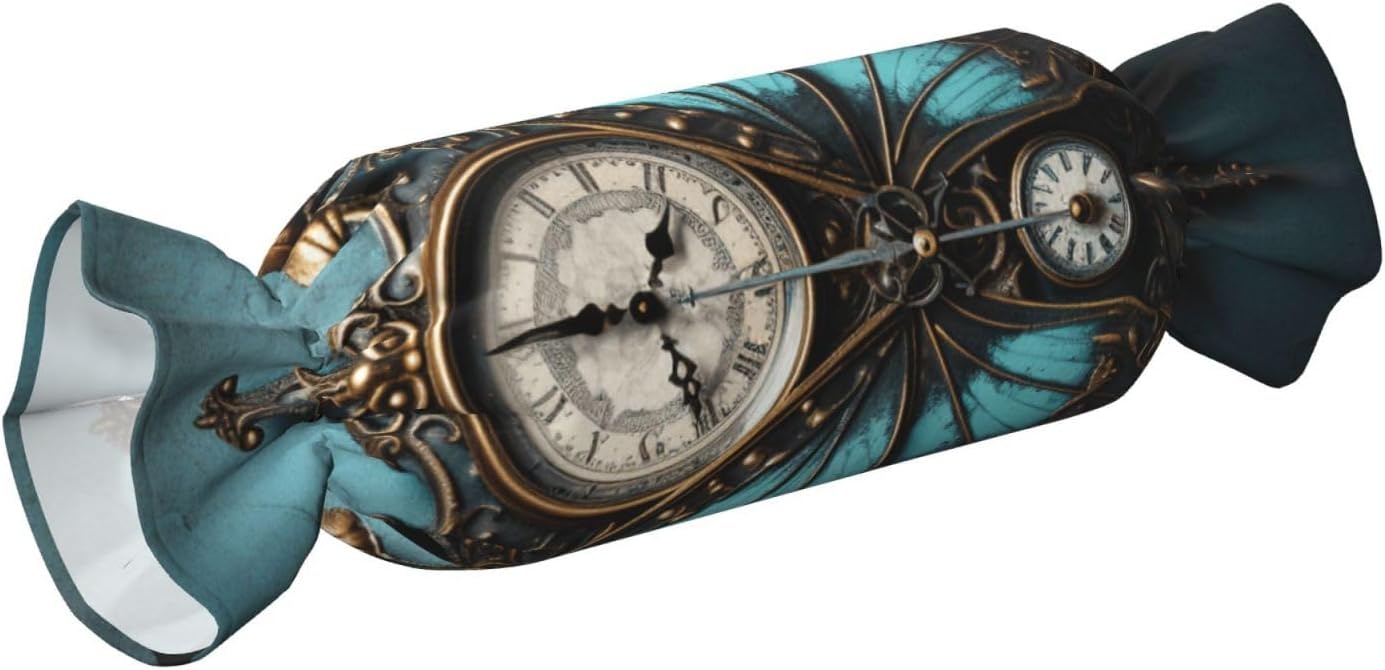 Clock Butterfly Print Candy Cylindrical Comfortable Pillow Throw Pillows Home Decor Easy Maintenance