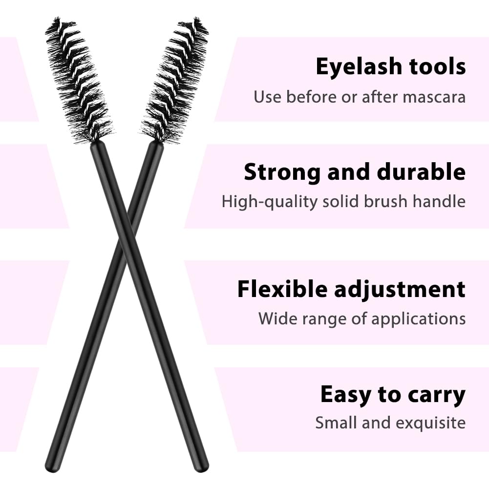 50PCS Brosses à Cils Jetables, Brosse à Sourcils, Pinceaux à Jetables, Applicateur Cillets Brosse pour Maquillage Extension Cillets Sourcils (Noir)