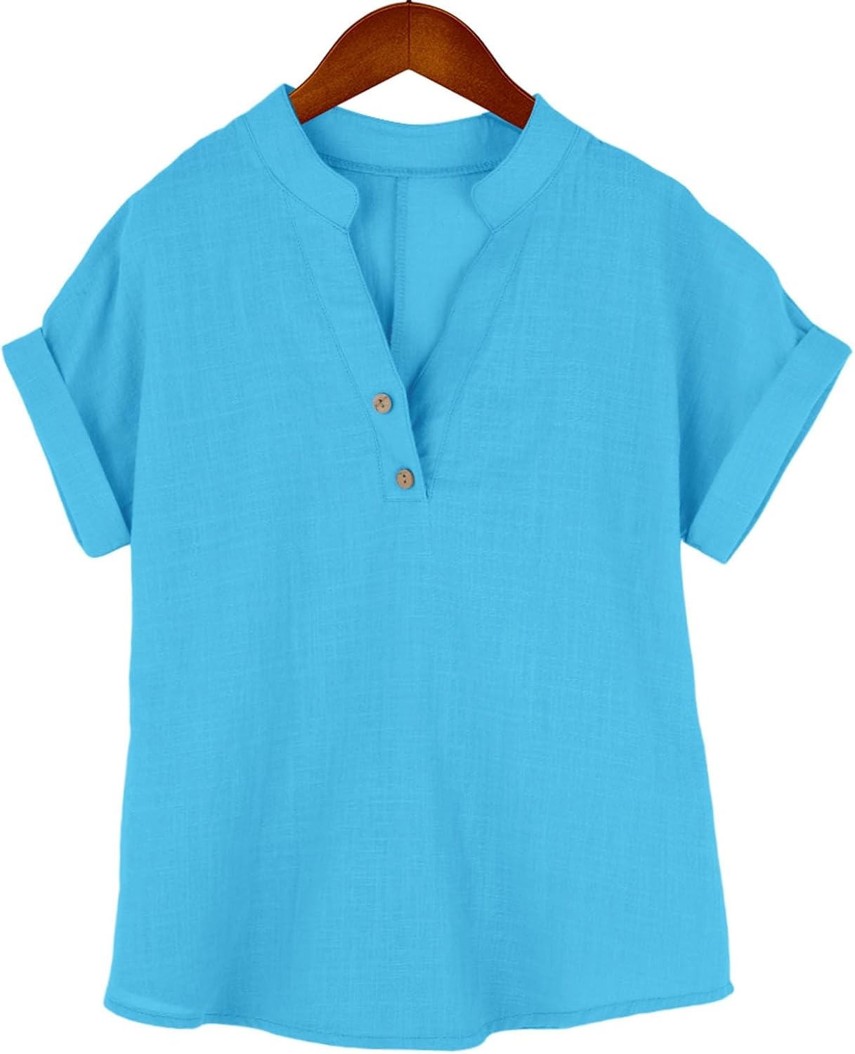 Girls V Neck Cotton Linen Shirts Short Sleeve School Uniform Tops Trendy Tunic Blouses Tween Oversized Linen Shirts