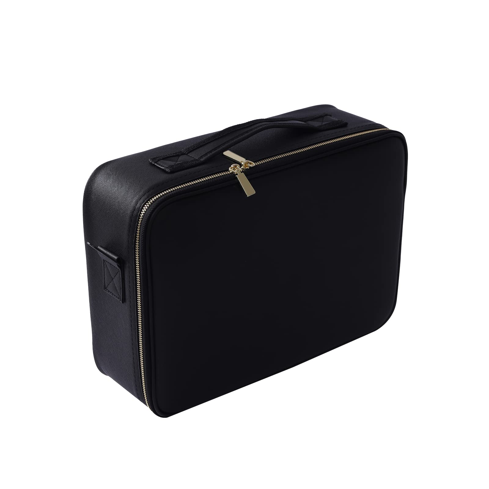 Kosmetiktasche mit LED Spiegel & 3 Lichtfarben, PU Make-up Tasche für Reise | Dimmbar, 2000-mAh-Akku und flexible Fächer für Kosmetik, Schmuck und Hautpflege