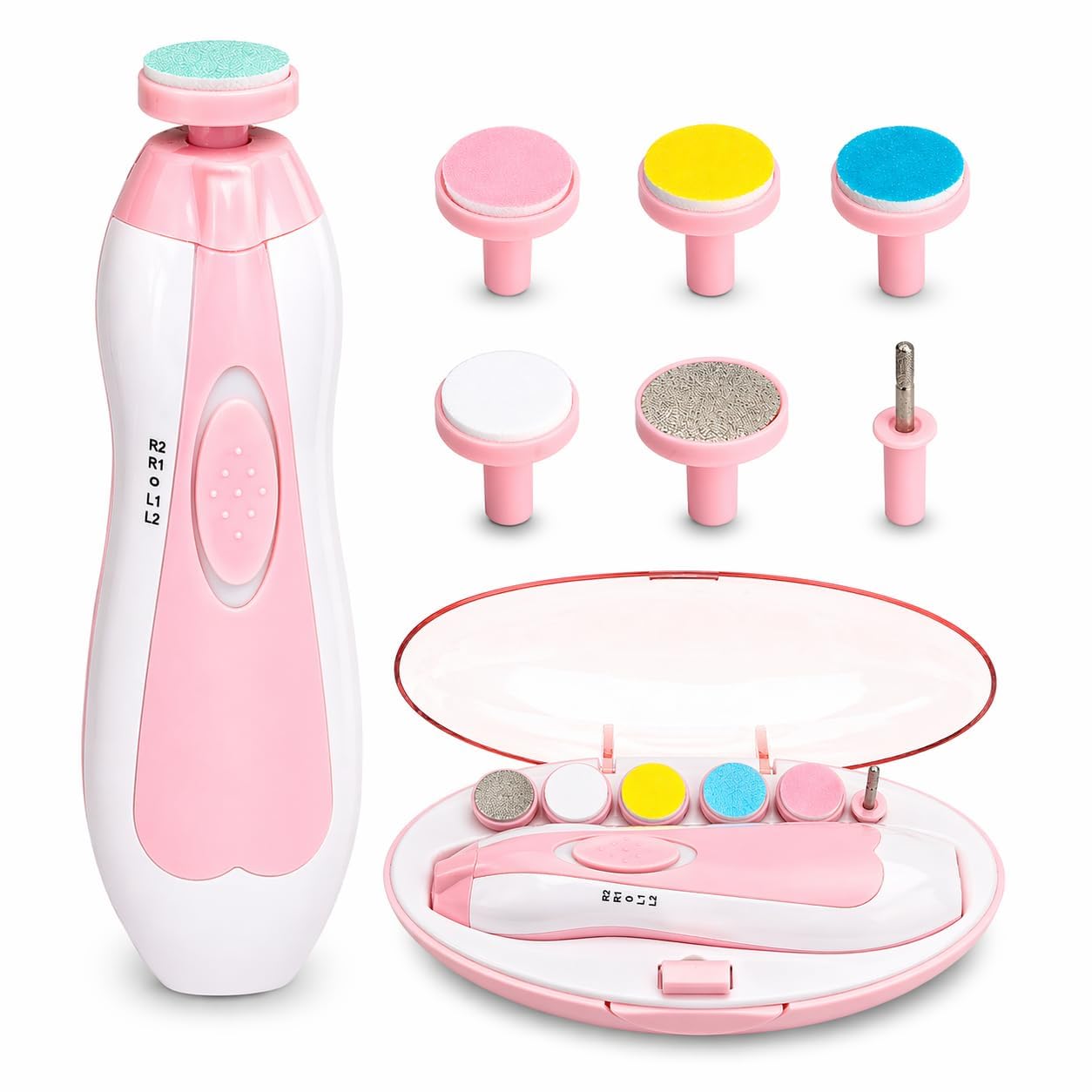 Electric Nail Trimmer Machine for Baby and Adult with 360 Degree Rotation 4 Modes Adjustable Speed Dual Direction Control Multiple Grinding Heads Battery Operated Nail File Device with Storage Case-image-6