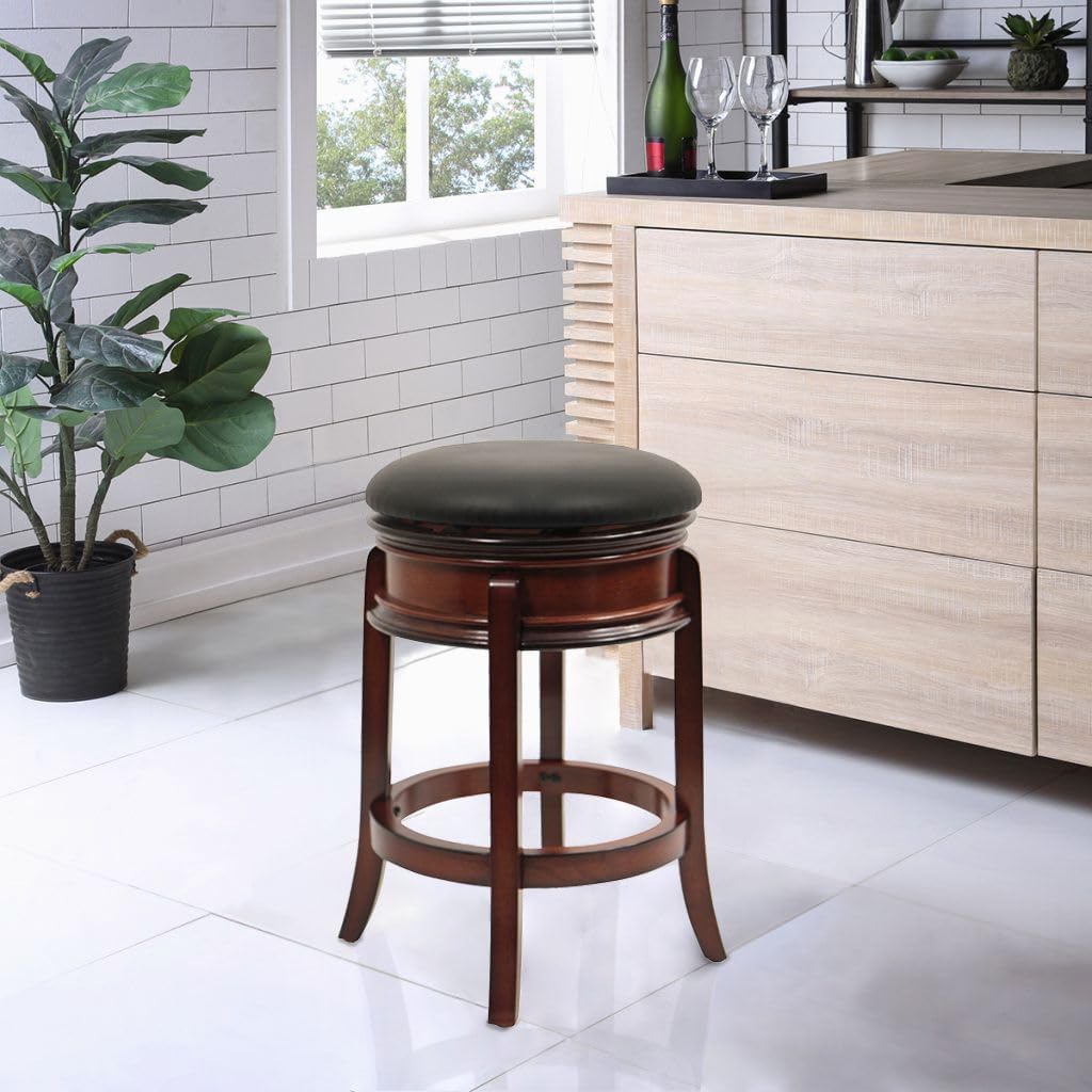 Boraam Magellan Backless Swivel Counter Stool, Black/Brandy