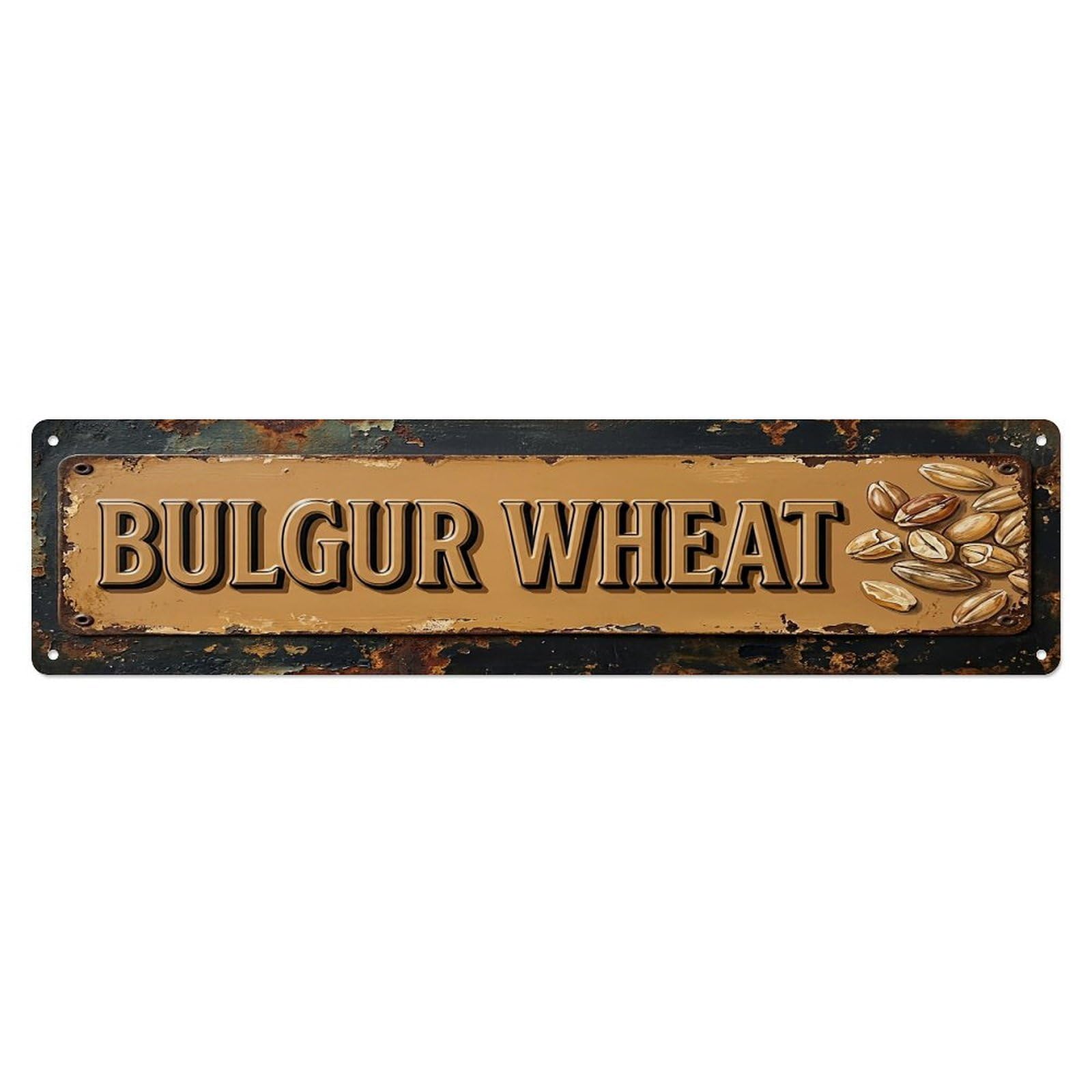 Vintage Bulgur Wheat Cracked Farmhouse Metal Tin Sign