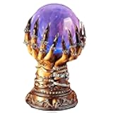 Plasma Ball - Plasma Ball Lamp with Base, Halloween Crystal Ball in Witch Hand Deluxe Celestial Crystal Ball Flashing Crystal Ball for Home Party Halloween Decorations (A)