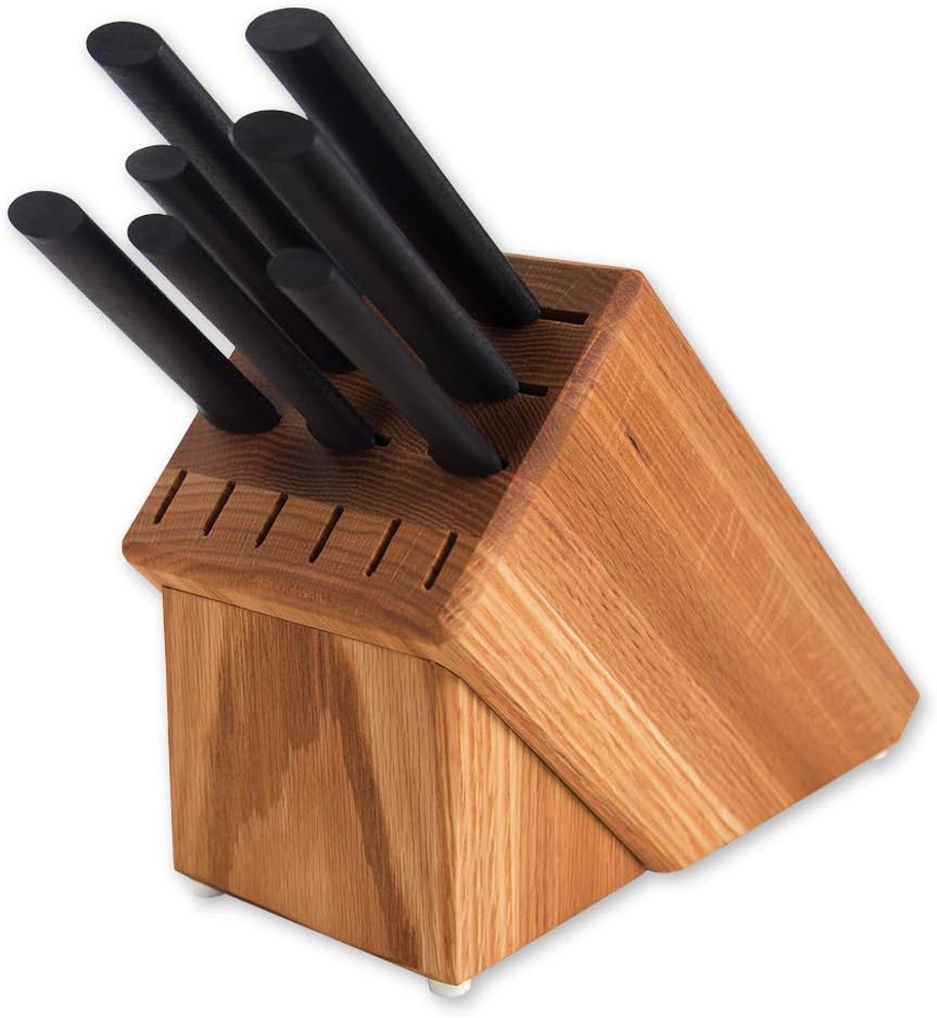 🛒 Flash Sale Rada Cutlery Set with Oak Knife Block, Pack of 8, Black Handle