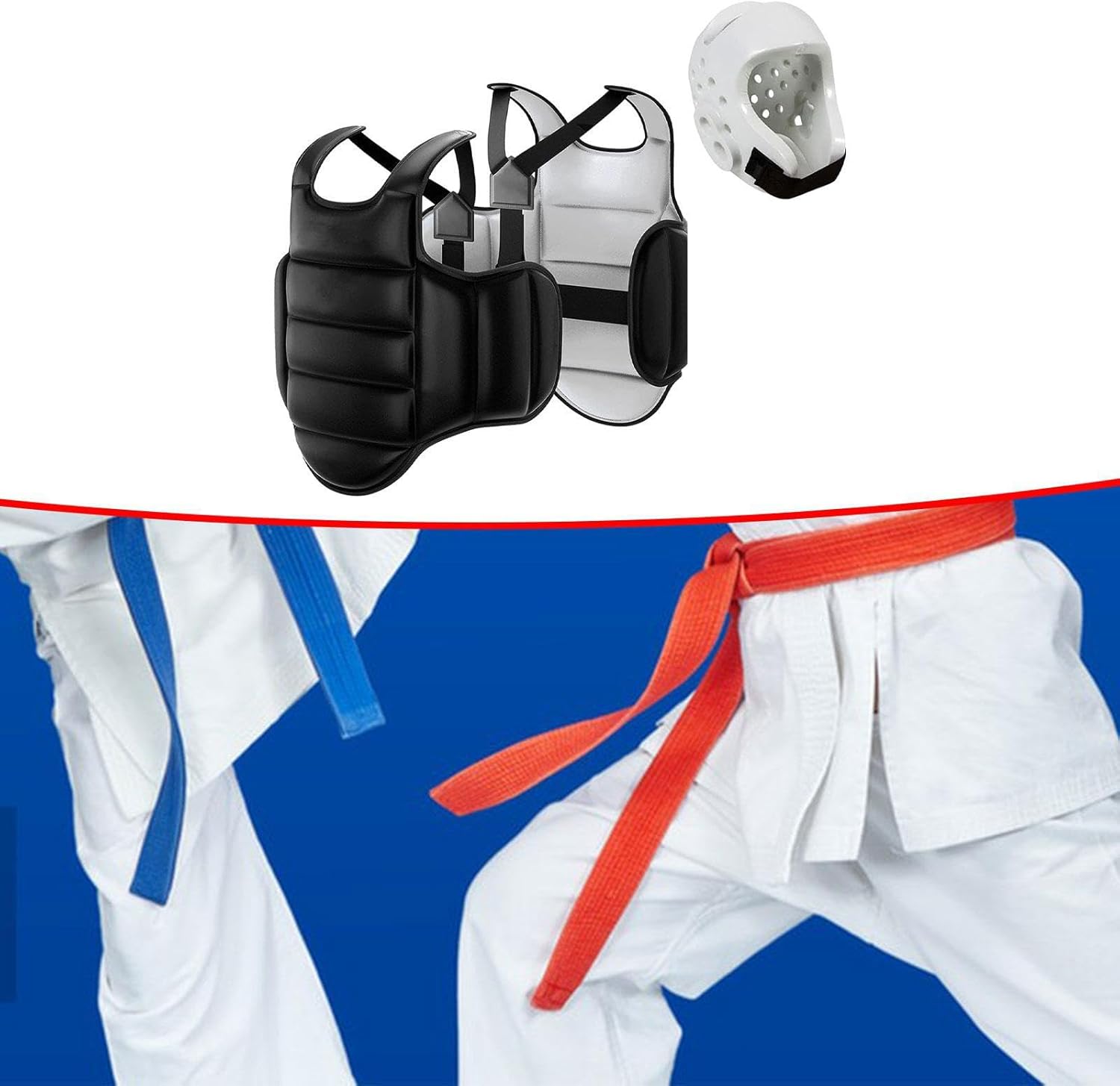 胸部プロテクター メンズ レディース 軽量 耐摩耗性 空手プロテクターセット ヘルメット付き トレーニング 安全 ムエタイ テコンド