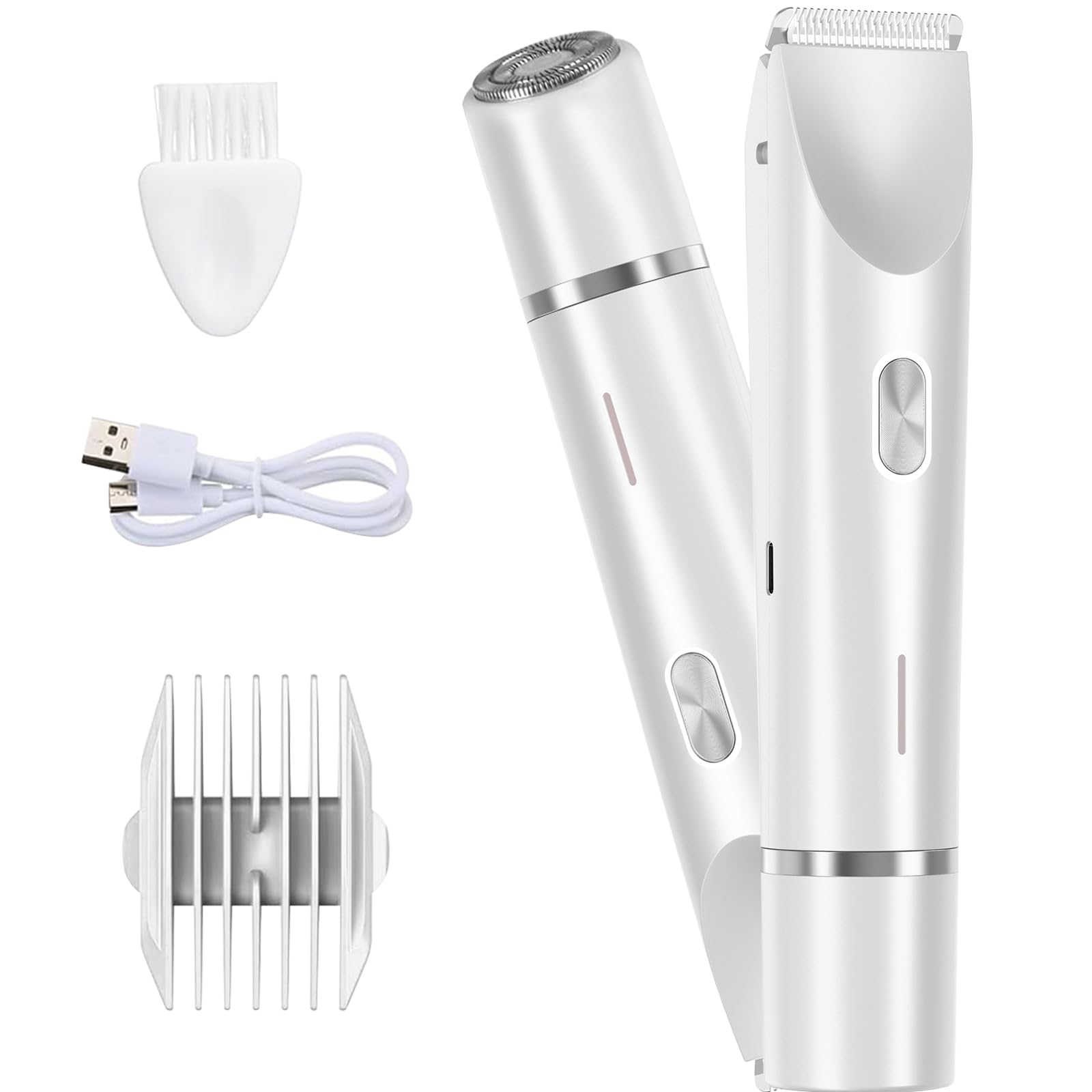 Afeitadora Mujer, 2 en 1 Rasuradora, Impermeable IPX7 Recortadora Mujer zona Intima, Impermeable, Recargable, para Cuerpo, Cara, Uso Húmedo y Seco