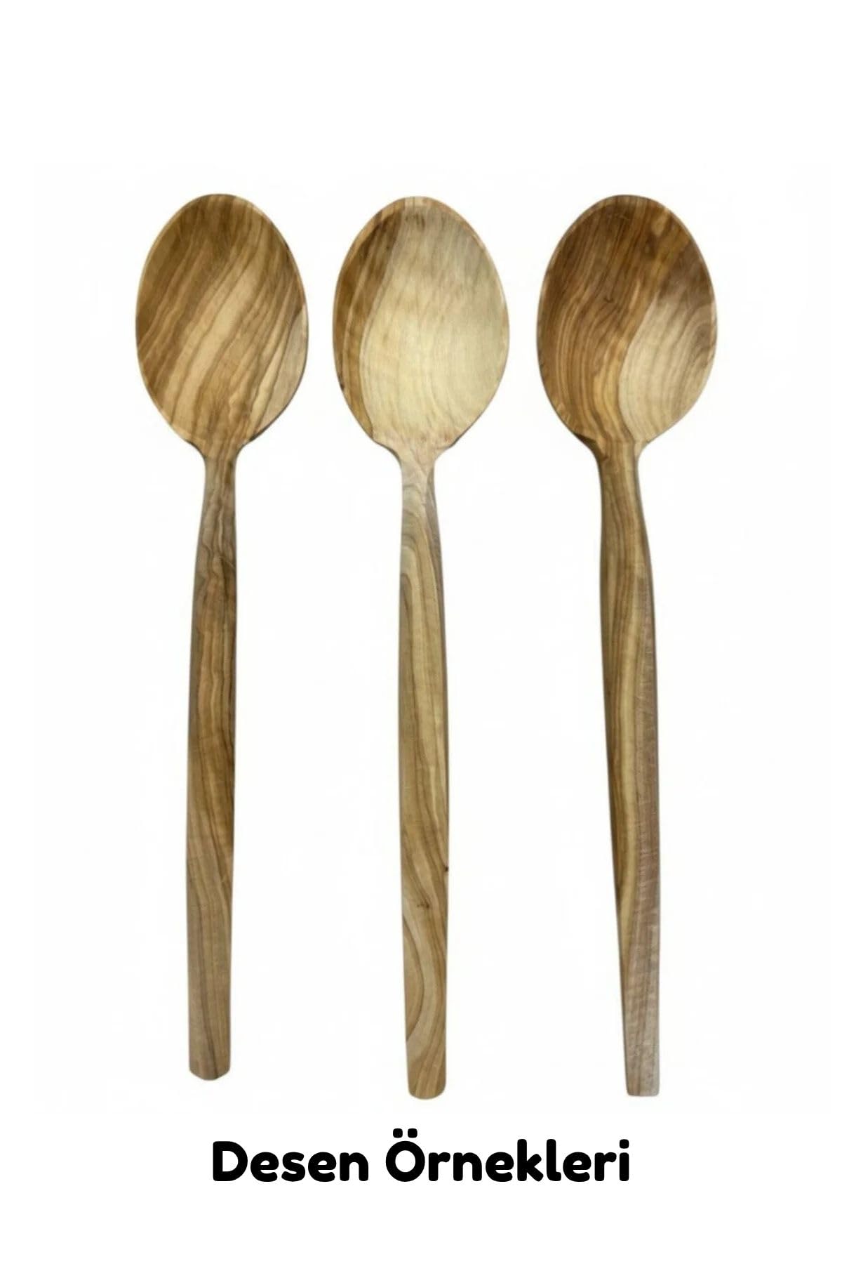 Doğal Zeytin Ağacı, El Yapımı Servis Kaşığı, 27 cm, Ahşap, Kahverengi, BPA Free, 1 Adet