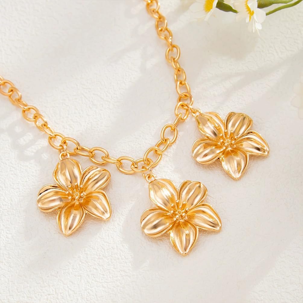 Trendy Gold Flower Choker Chain Necklace for Women Statement Exquisite Floral Silver Flowers Pendant Necklaces Y2k Party Jewelry Gifts Prom Accessories - Image 7