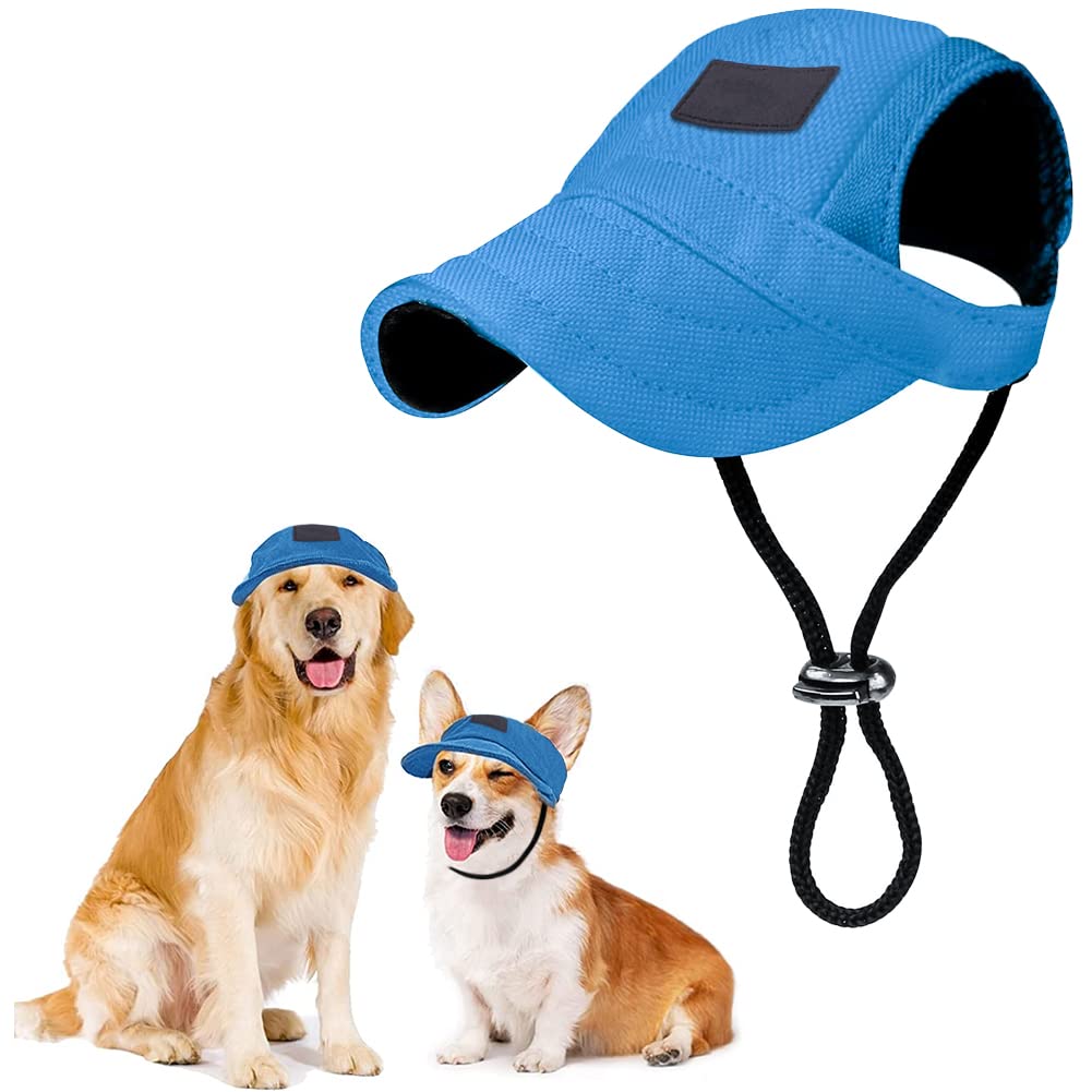 Pet Sun Hat Dog Baseball Cap Sun Protection with Adjustable Chin Strap Ear Holes Visor Sunbonnet for Outdoor Activities (Blue, XL) — image 1