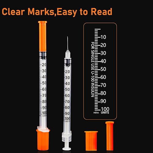 Miniatura 4 de U-100 - Jeringa de 0.0 fl oz con aguja, jeringas 31G 14 pulgadas 0.236 in 1cc, paquete individual desechable, paquete de 100