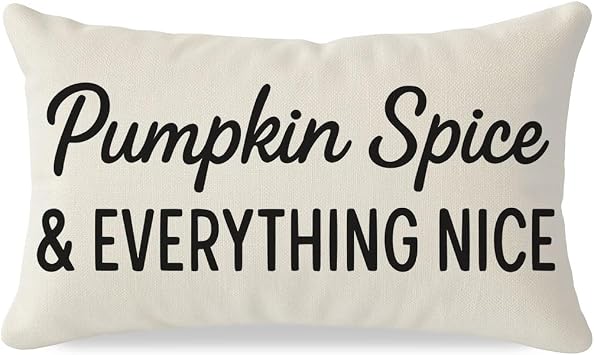 PANDICORN Fall Throw Pillow Covers 12x20, Pumpkin Spice & Everything Nice Lumbar Decorative Cushion Case, Farmhouse Fall Decorations for Home Decor Outdoor Autumn Sign for Living Room Sofa Couch Porch