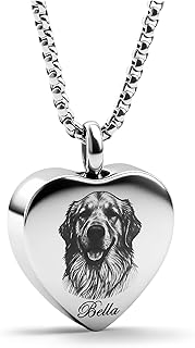 Pet Ashes Necklace for Dog, Engravable Memorial Hair Keepsake Pendant - Stainless Steel Pet Loss Gift for Women and Men