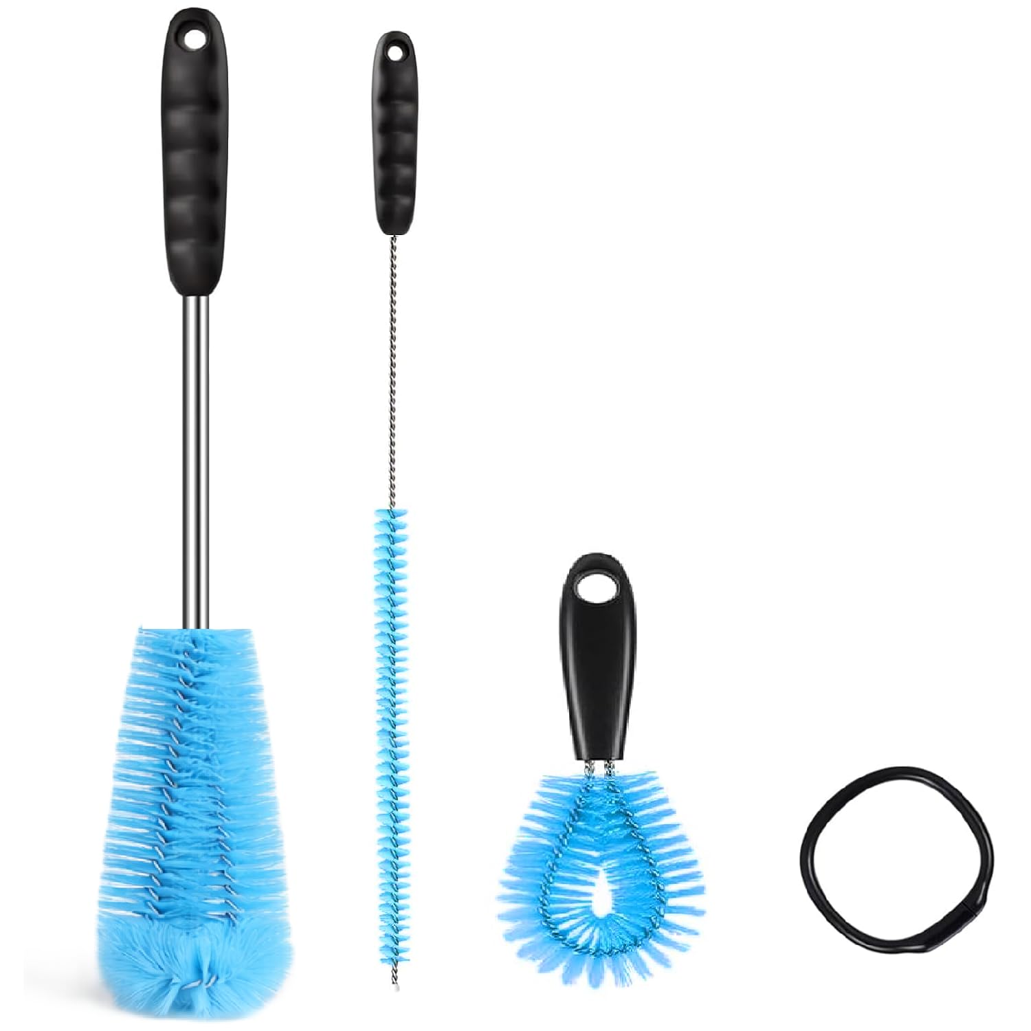 3Pcs Bottle Cleaner Brush Set, L Shape 15 inch Long Handle Washing Bottle Cleaning Brushes for Narrow Neck Water Bottles Tumblers Straws Coffee Mugs Sport Bottles Flasks and Thermos Lid Brush
