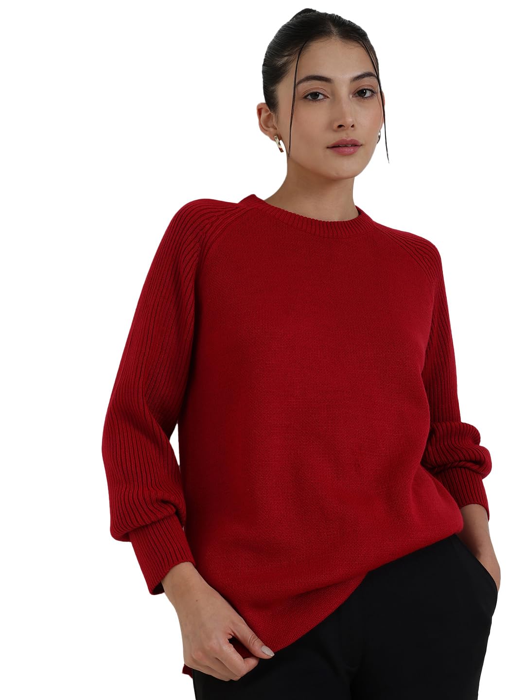 fablestreet Women Pullover Sweater | Loose Fit Round Neck Solid Design | Premium Acrylic Fabric & Wrinkle Resistant Material for Autumn & Winter Casual Wear-picture-22