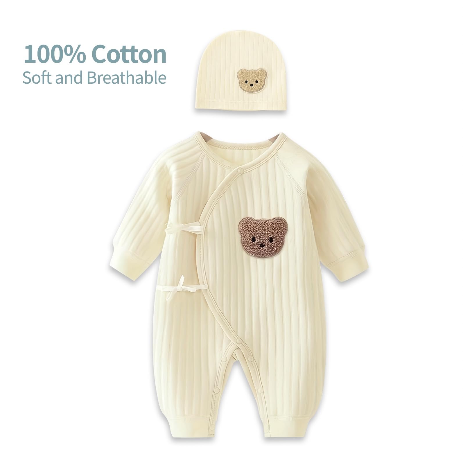 1 Pack Baby Bodysuit, Neugeborenes Baby warme Baumwolle Bodysuit mit Hut, 100% Baumwolle Kleinkind Homewear verdickt Frühling und Herbst Kleidung