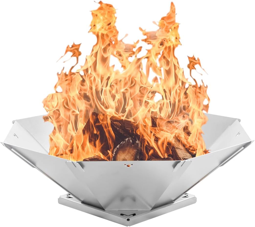 FENNEK Octagon Fire Bowl, Quick Assembly, Perfect for Mobile Use, Made of Heat-Resistant Stainless Steel, Made in Germany