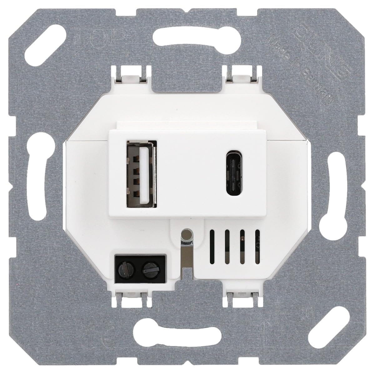 Jung 15CAWW - Cargador USB con 2 puertos USB hembra: 1 puerto USB tipo A, 1 conector tipo C (máx. 3 A)