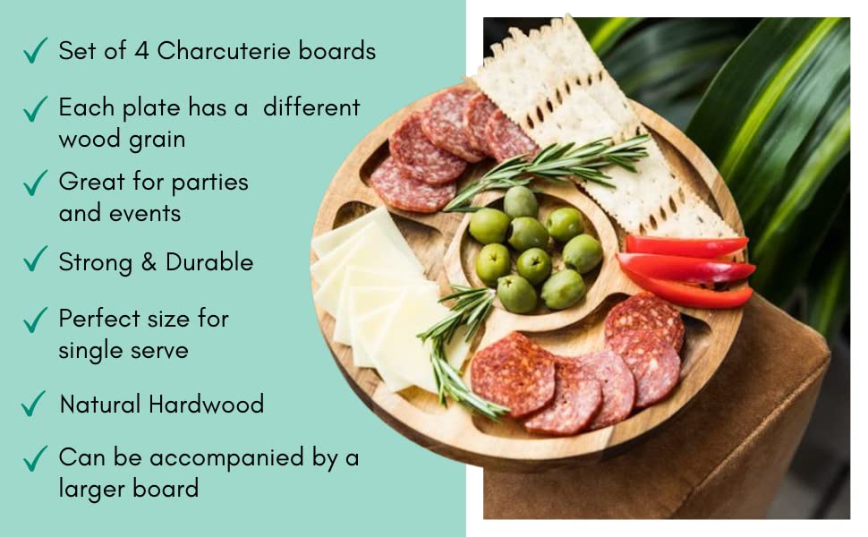 Image of Daydreamer Designs Cheese Board Set (9 inch x 3 /4 inch), Mini Charcuterie Boards - Acacia Wood, Cheese Boards Charcuterie Boards, - Charcuterie Board Gift Set- Mini Cheese Board, Small Cheese Board, 9in