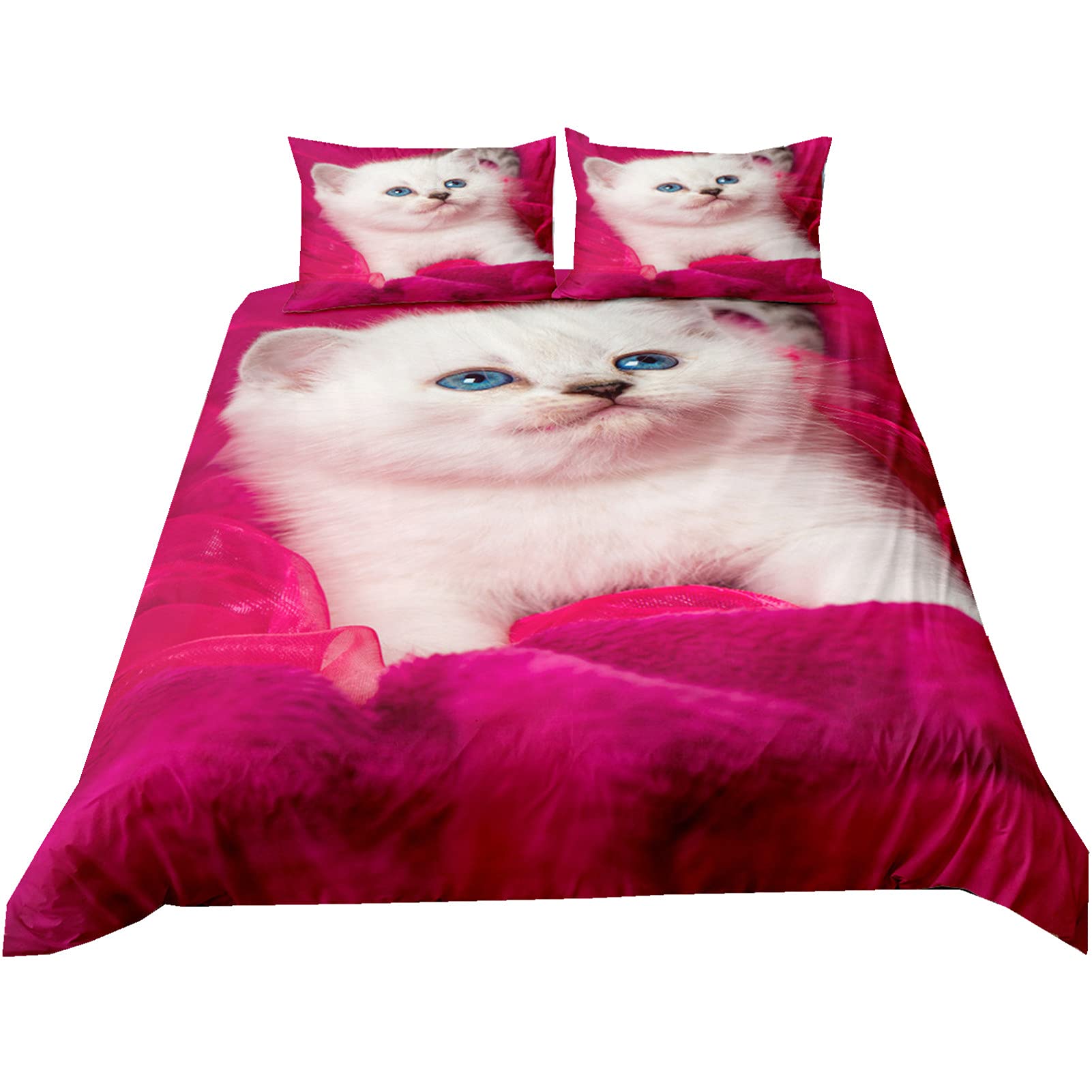 Housse de couette chat 3d 220x240 cm pour remplacer le linge de lit terne et rêche