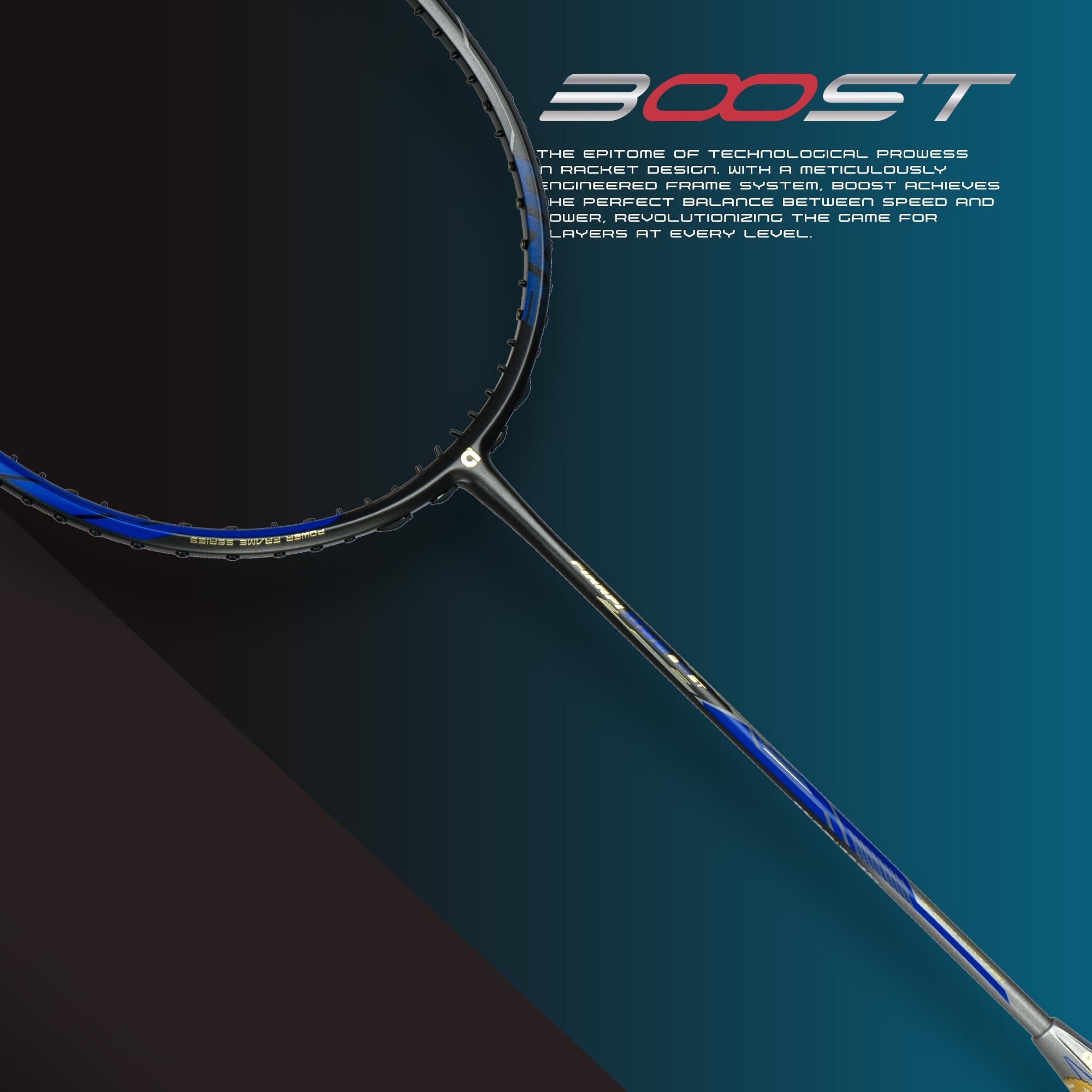Apacs Finapi ONE Boost (Speed Frame ze 100% japońskiego włókna węglowego UHM, 15,9 kg) rakieta do badmintona z pełnym pokryciem (szaro-niebieska)