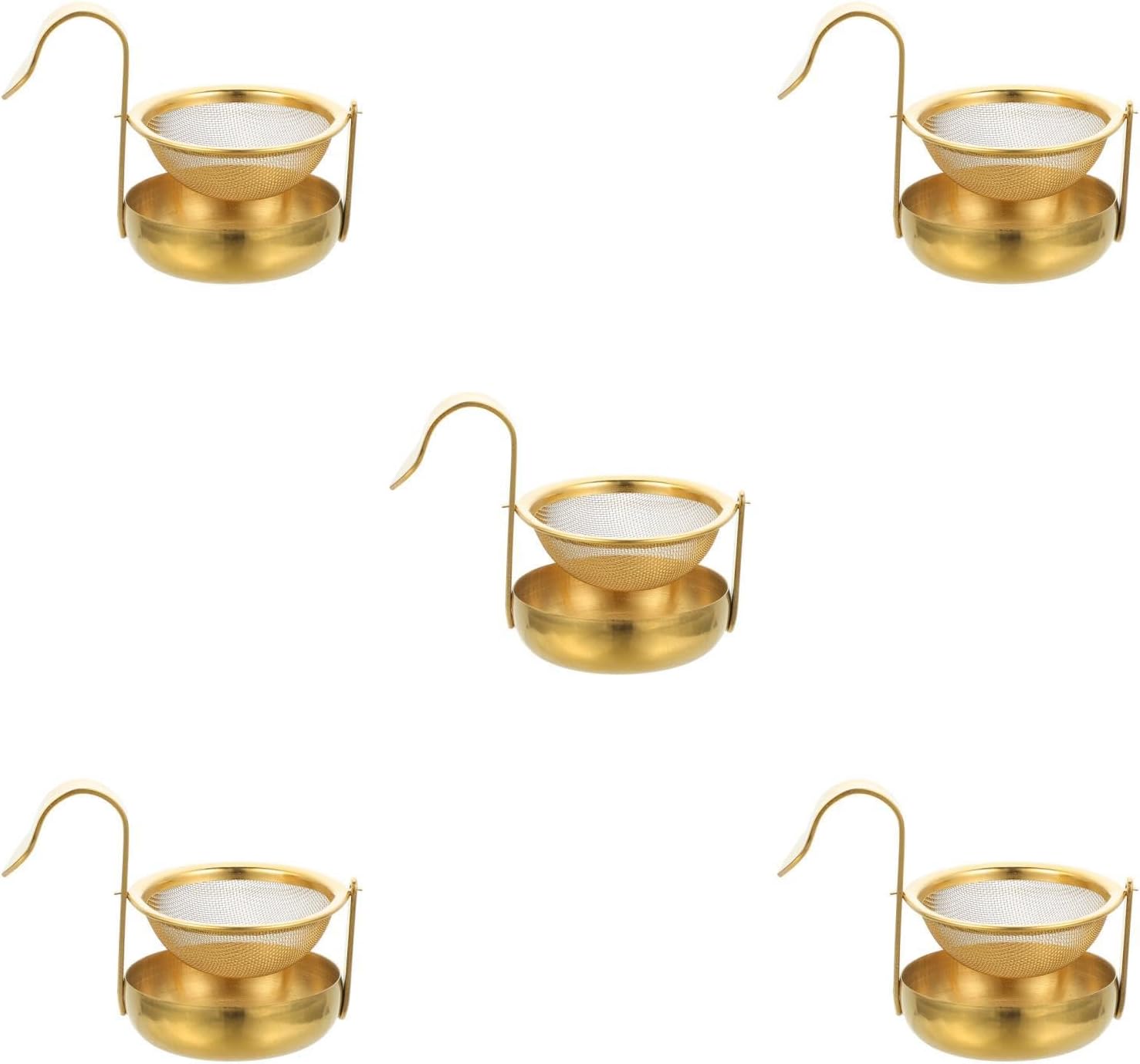 Cabilock 5pcs Loose Tea Steeper Rotating Filter Stainless Steel Tea Strainer for