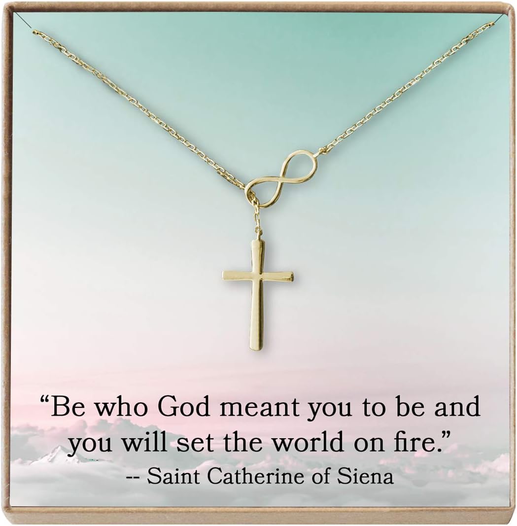 Dear Ava Infinity Cross Necklace: Christian Gift, Baptism, Communion, Faith, Confirmation, Infinity Cross (gold-plated-brass, NA)