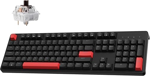 LEMOKEY X3 - Teclado mecánico para juegos con cable, diseño 100% con teclado programable QMKVIA, interruptor marrón, retroiluminación roja para