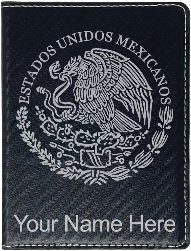 LaserGram Faux Leather Passport Holder, Flag of Mexico, Personalized Engraving Included (Pink)
