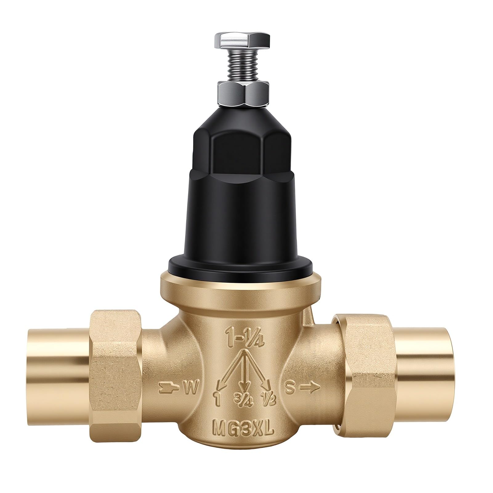 Valvola Riduttrice di Pressione Dell'acqua, Regolatore di Pressione in Ottone 1 Pollice con Doppia Filettatura FNPT, for Casa Irrigazione Caldaia Giardino