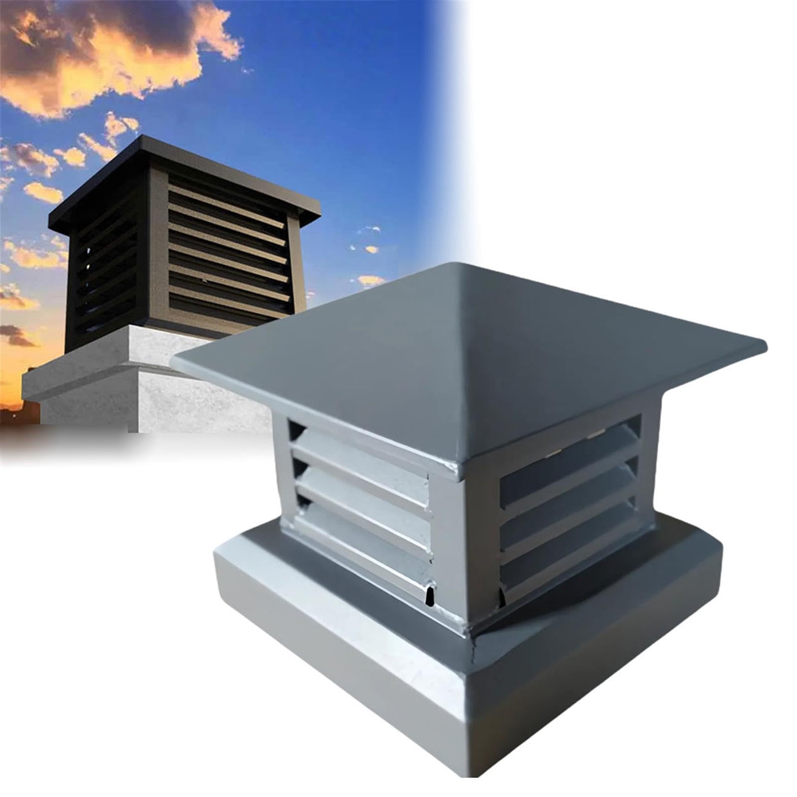 GYEQXKT Chimney Cowl, Aluminum Alloy Fireplace Chimney Cap, Rainproof Chimney Cover with Tapered Top and Louvre for Outdoor Use