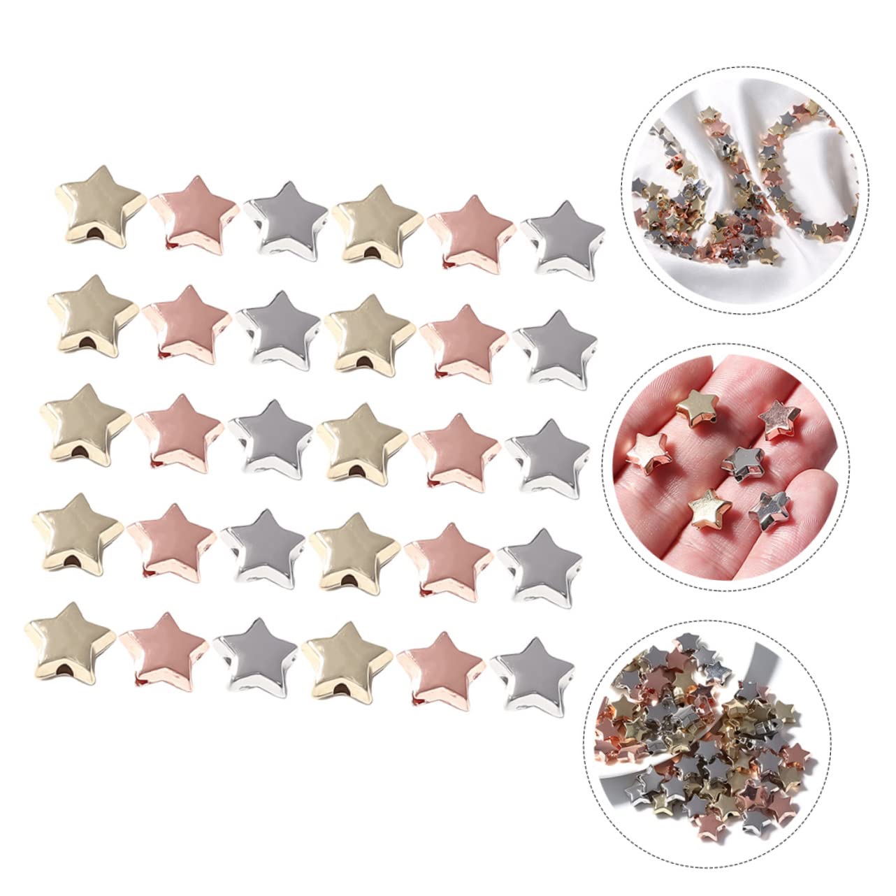 NUOBESTY 300 Piezas De Cuentas Espaciadoras De Pentagrama Collar De Estrella Cuentas De Estrella De Metal DIY Dijes En Forma De a Y Surtidos De Pendiente De