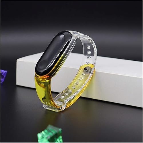 Correa de reloj para Mi Band 5 4 3 pulsera de silicona de color a la moda, transpirable, transparente, ajustable (color amarillo, tamaño para mi