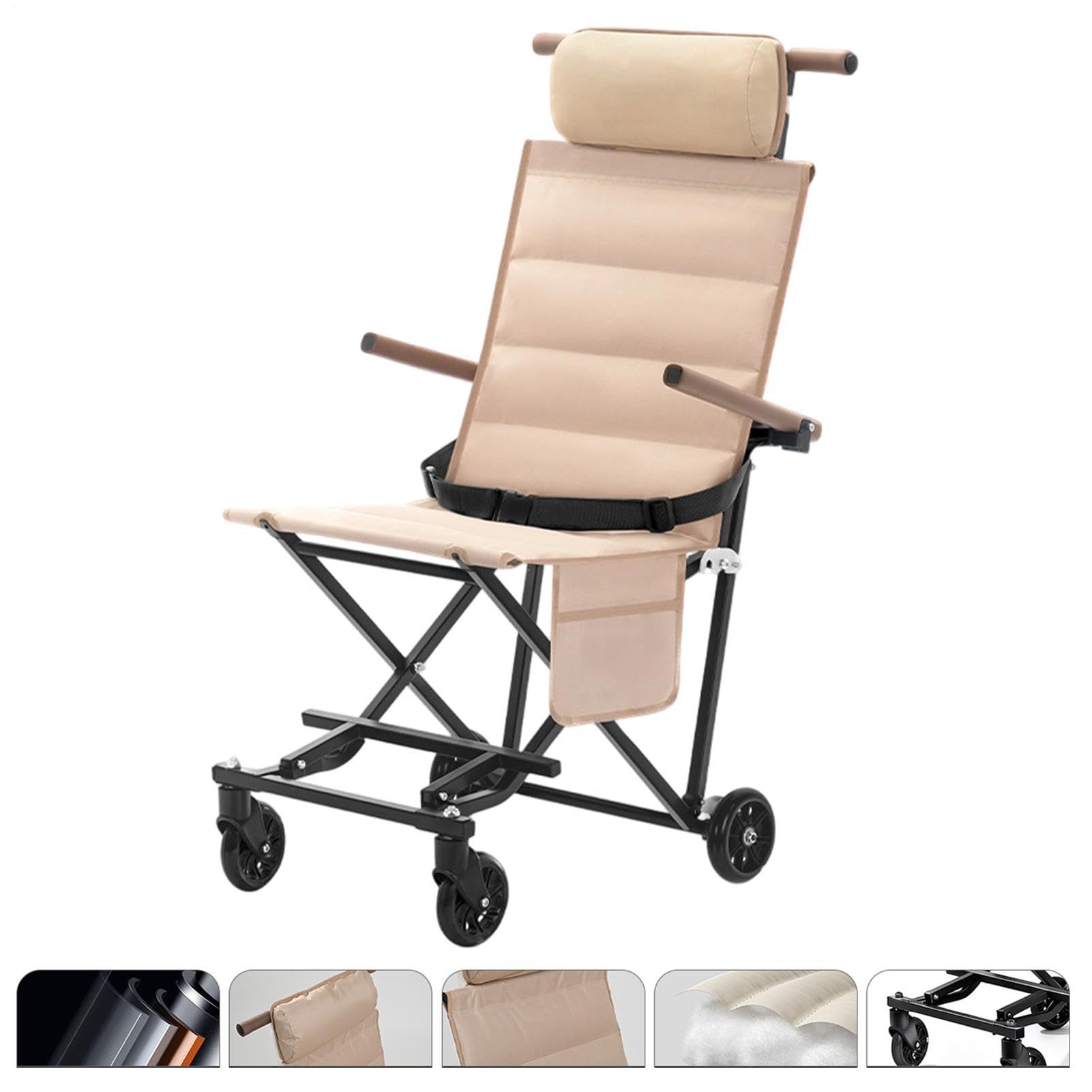 Sillas De Transporte Para Mayores Soporte Movilidad para Acostarse y | Alta Capacidad De Carga Plegable Y Ligera Silla Para Transporte para Niños, Personas Mayores, Discapacitados, Exteri