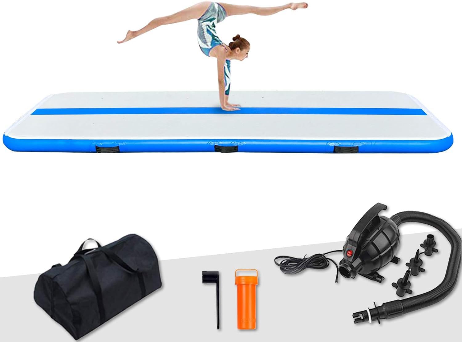 FunWater Inflatable Gymnastics Mat 10ft/13ft Tumble Track Tumbling Mat 4in Thick Gymnastic Mats for Kids with Electric Pump for Home Use/Training/Cheerleading/Gym/Yoga