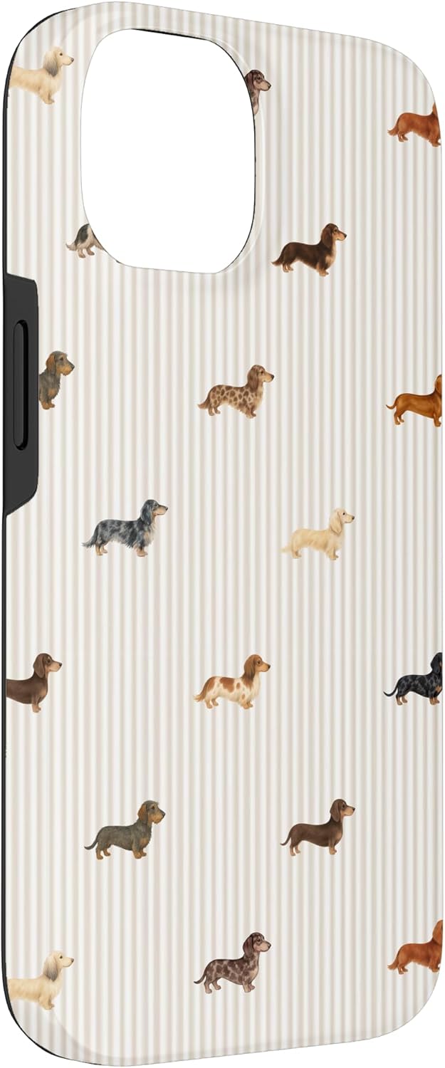 Long-Haired Dachshund, Mini Cream, Wire Doxie Cute Pattern Case for iPhone 14