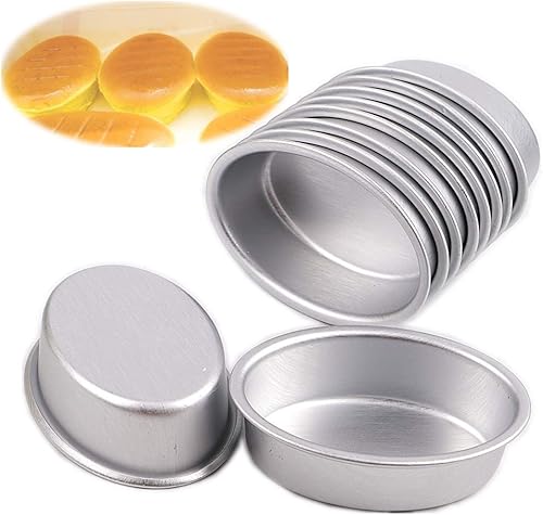 LoBake 10 piezas de tamaño mini ovalado con forma de huevo de aleación de aluminio de metal para queso molde para pasteles, molde de pan, soporte