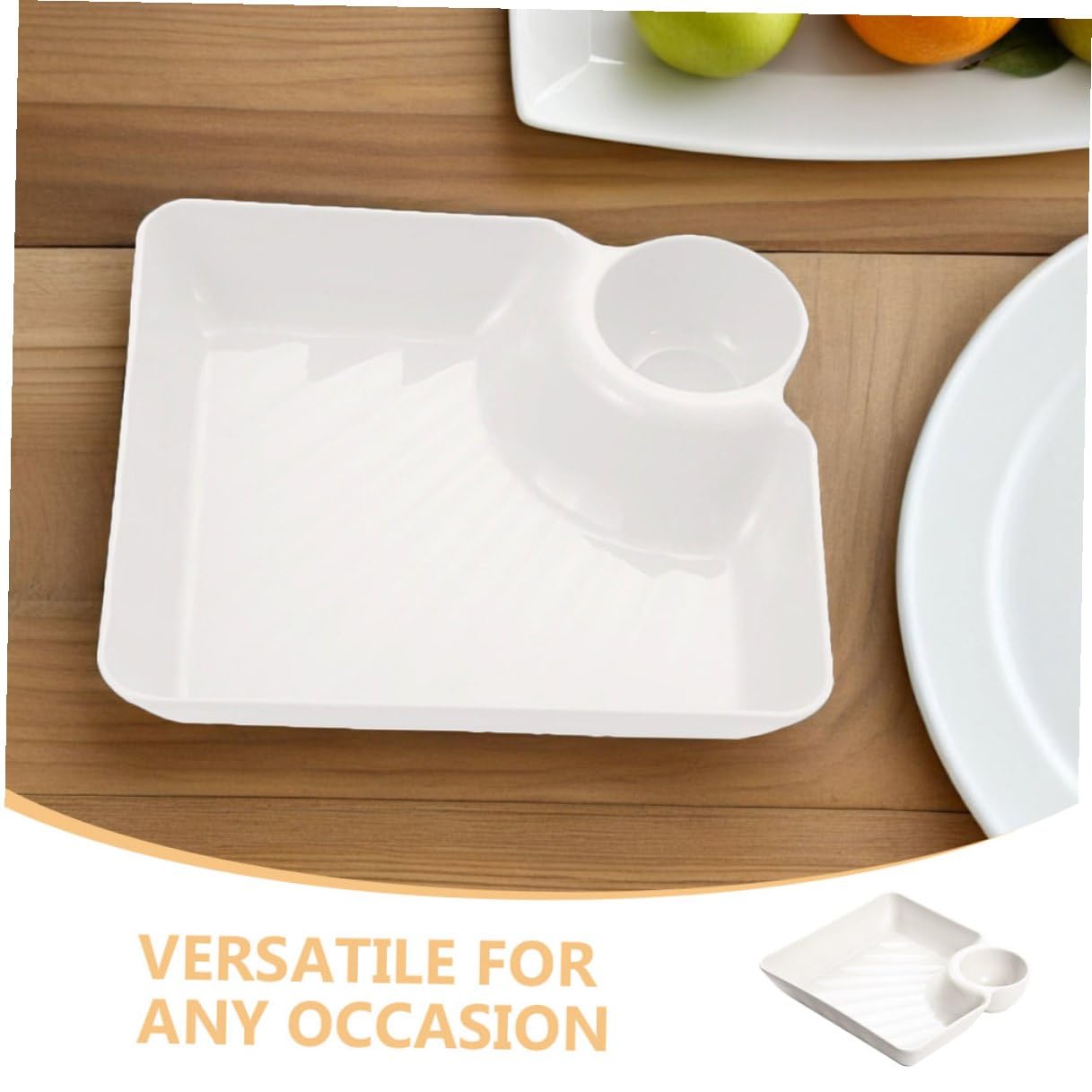 BESPORTBLE Set 6 Pezzi Piatti Portata Divisibili in Pp Bianco per Antipasti con Scomparto per Salsa, Facili da Pulire e Riutilizzabili per Cucina Domestica