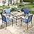 MIXPATIO Patio Dining Set 5 Piece Outdoor Furniture Set with 4 Blue Textilene Chairs and 37" Wood-Like Table Top for Deck Backyard Lawn Poolside
