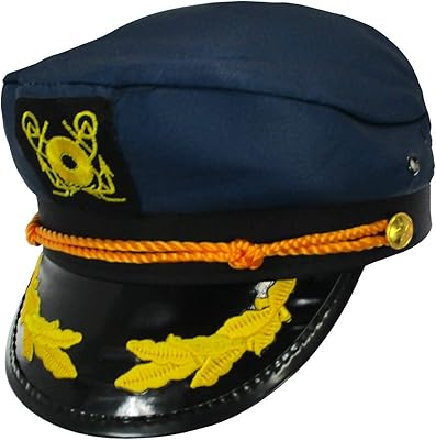 Nicky Bigs Novelties Adult Yacht Hat - Boat Captain Hats - Ship Admiral Sailor Hat Cap, Adjustable, Navy Blue