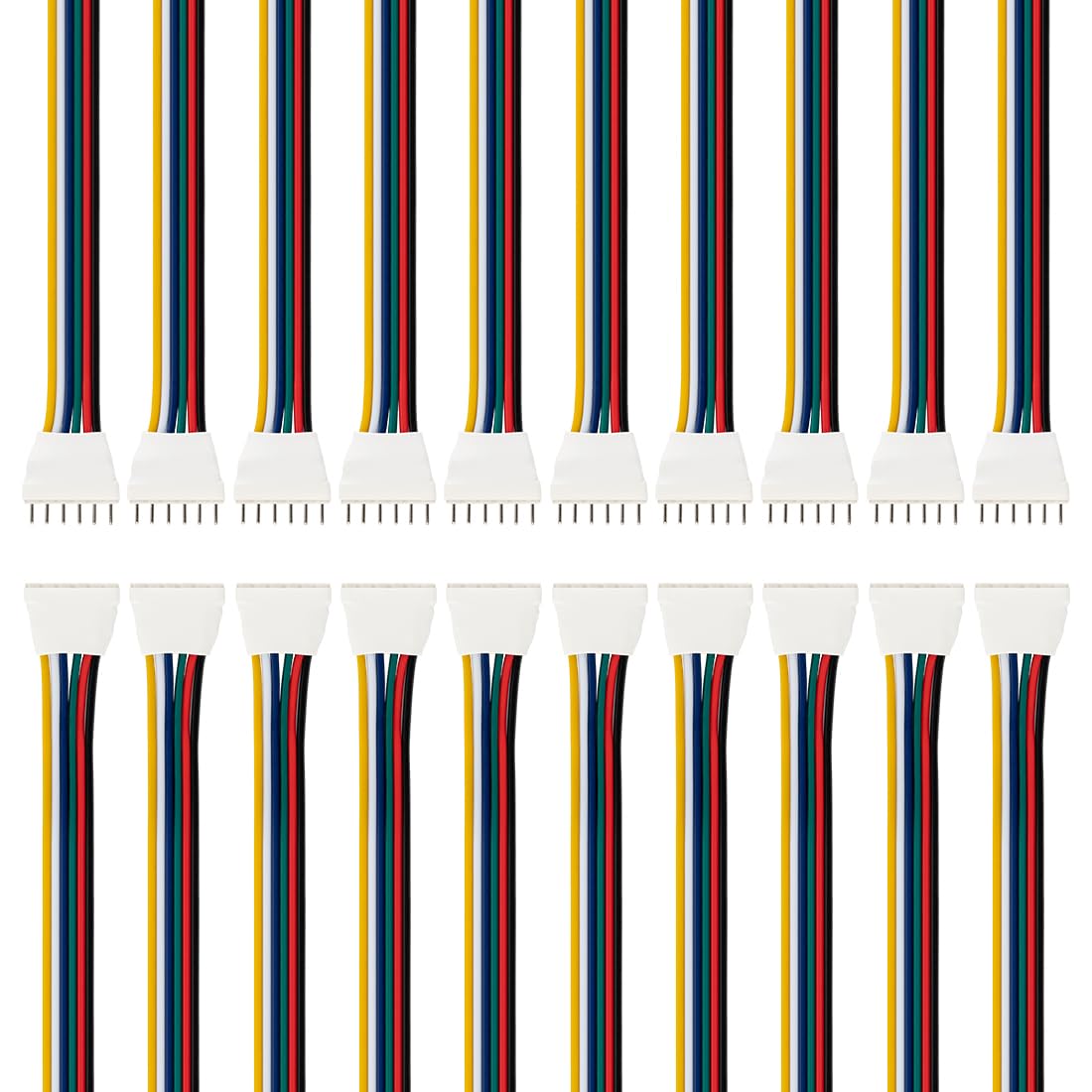 BTF-LIGHTING 10 Pairs 15cm 6PIN JST SM Male/Female 24AWG Wire Cable Connector Plug for Flexible 5050 RGBWW RGBCCT SMD FCOB LED Strip Light
